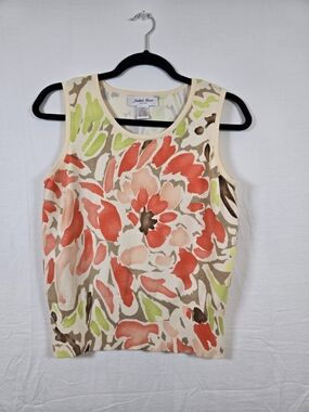 Judith Hart Coral Floral Knit Tank Top